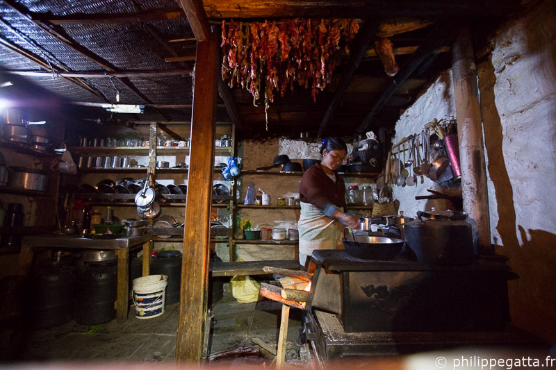 The hanging guts on the roof is probably the cause of our food poisoning, Ganesh Himal (© P. Gatta)