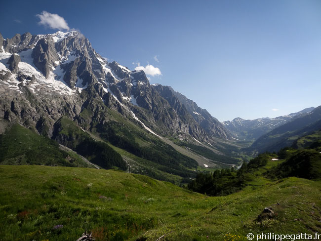 TMB: after Refuge Bertone with the Grandes Jorasses behind (© P. Gatta)